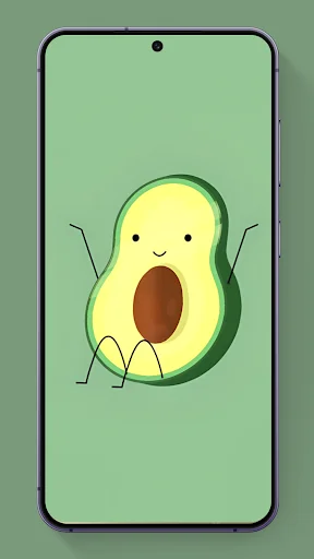 Cute smiling avocado character with face and simple design green background kawaii wallpaper