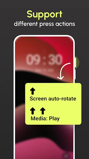 Multiple press action support showing volume key remapping for screen auto-rotate single press and media play double-tap functions