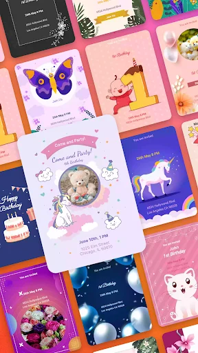 Gallery of colorful birthday invitation card templates with varied designs and themes for easy customization and creation