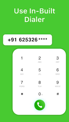 Built-in phone dialer keypad showing number pad and green call button for making calls directly from app