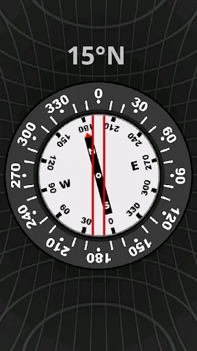 Accurate Compass magnetic compass displaying 15°N latitude with cardinal direction markers