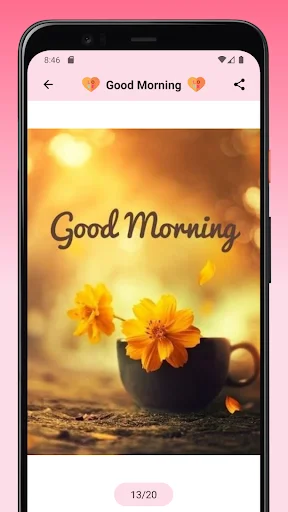 Good Morning wishes with golden hour marigold flowers and inspirational affirmation text, wish 13 of 20