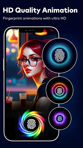 HD quality fingerprint animations with vibrant neon glow themes for mobile device personalization