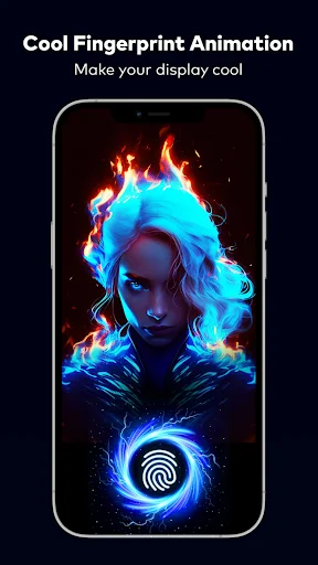 Cool fingerprint animation with dramatic blue-red fire effects and glowing fingerprint circle design