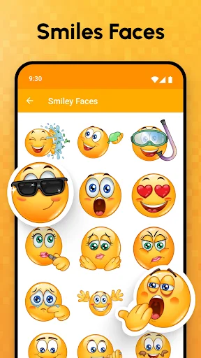 Smiley Faces emoji collection with expressive, laughing, and emotional emoji stickers grid