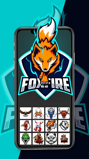 Fox Fire gaming logo designer with fiery fox emblem and esports template options