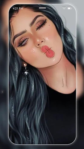 Preview: cute girly wallpaper of a girl blowing a kiss. Tap Apply to set as lock screen in Girly M Wallpaper.