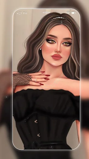 Chic feminine art in black dress and gloves. HD wallpaper preview with Save, Share, and Set background.