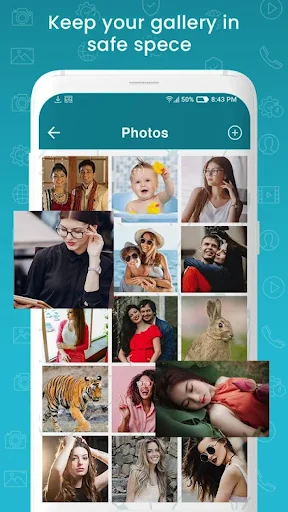 Hidden photo gallery in Calculator Vault displaying personal photos safely stored for privacy protection