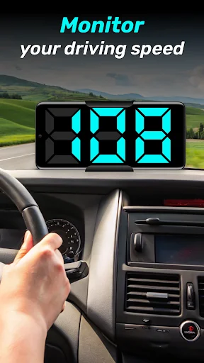 Monitor your driving speed with horizontal cyan digital HUD display showing 88 on car dashboard