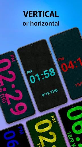 LED Digital Clock supporting vertical and horizontal orientations with colorful LED time displays