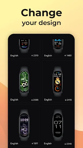 Selection of diverse Mi Band 9 watch face styles in various colors for device customization