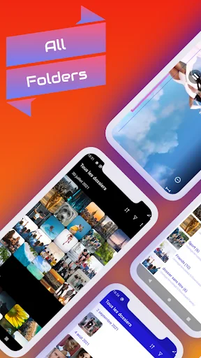 All Folders interface: View organized photo galleries across multiple folders with smartphone folder browsing displays