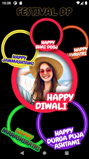 Festival DP editor showcasing Indian festival borders with Diwali and Janmashtami celebration frames for festive profile picture editing