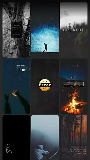 Emotional wallpaper selection with dark silhouettes, glowing effects, and moody atmospheres