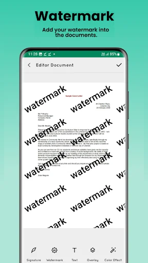 PDF watermark editor adding protective overlay text across document pages