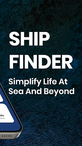 Ship Finder feature promotional screen with tagline 'Simplify Life At Sea And Beyond' displayed on phone