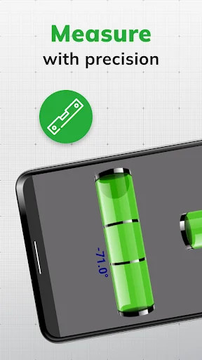 Precision bubble level measuring app displaying accurate angle readout for horizontal and vertical leveling