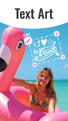 Text art feature for adding inspirational quotes and decorative text designs to beach photos