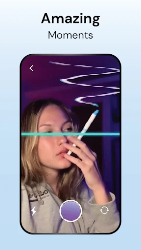 Amazing moments time warp scan filter with neon glow effect and horizontal scan line creating surreal photo effect