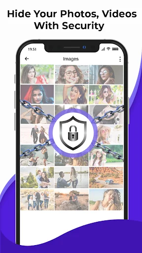 Security lock shield protecting hidden photos and videos in comprehensive private vault gallery