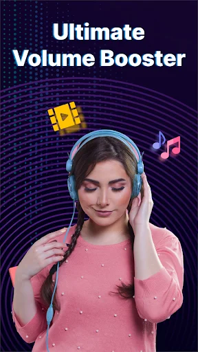 Person wearing headphones enjoying audio with Ultimate Volume Booster app features for music enhancement