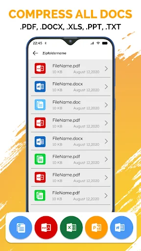 Document compression interface for compressing PDF, DOCX, XLS, PPT and TXT file formats